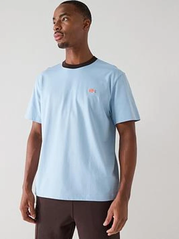 Image of Lacoste Lacoste Short Sleeve Ringer T-Shirt Light Blue - Lacoste - Size: L43 Light Blue Male L43 LA40903