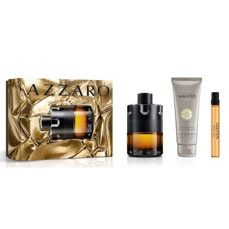 Image of Azzaro The Most Wanted 100ml Parfum 3 Item Gift Set