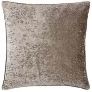 image of Ripple Plush Velvet Cushion Taupe, Taupe / 50 x 50cm / Polyester Filled