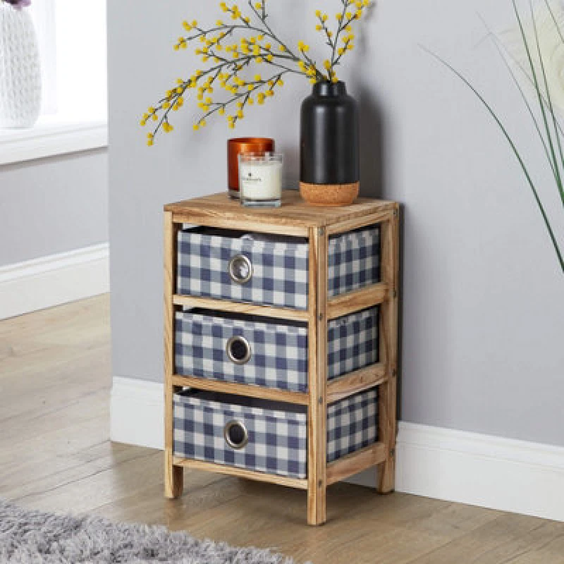 Image of Home Source Wooden Chest With 3 Storage Drawers Brown