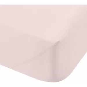 Image of 100% Cotton Percale 200 Thread Count Extra Deep Fitted Sheet, Blush, King - Bianca