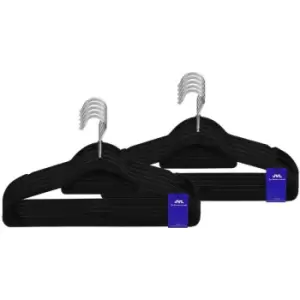 image of Premium Range Velvet Touch Space Saving Non-Slip Hangers, Medium Black, Pack of 100 - JVL