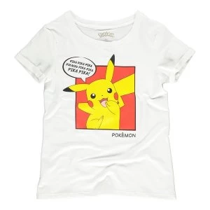 Image of Pokemon - Pika Pika Pika PopArt Female Large T-Shirt - White