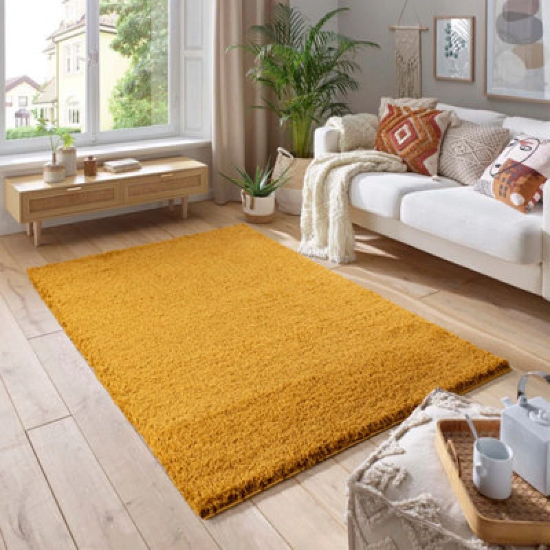 Image of Smart Living Smart Living Soft Fluffy 5cm Thick Pile Shaggy Area Rugs for Living Room, Bedroom in Gold Size: 60cm x 110cm Gold 60cm x 110cm Unisex 8