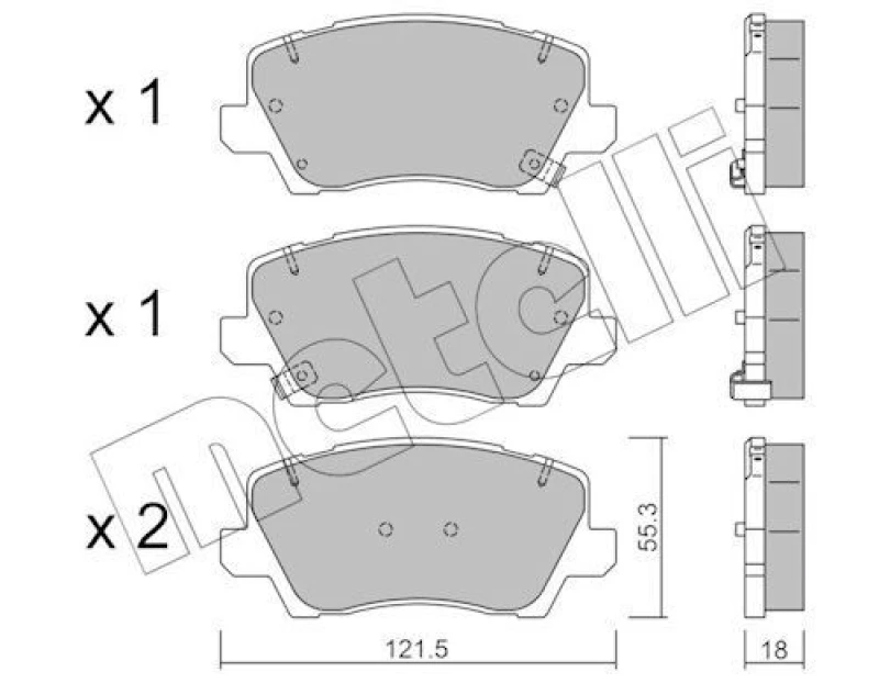 Image of METELLI Brake pad set METELLI 22-1165-0