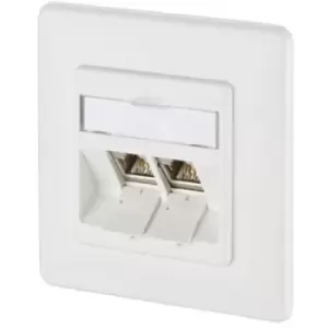 image of Metz Connect 1309121002-E Network outlet Flush mount Insert with main panel and frame 2 ports Pure white