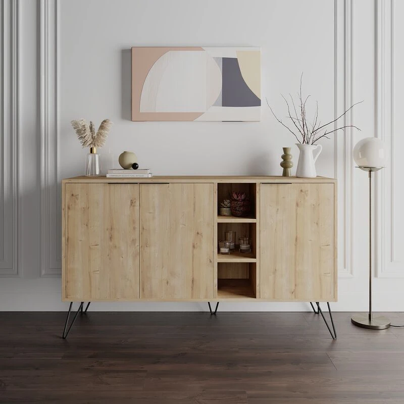 Image of DECORTIE Decortie - Clara Console Sideboard Display Unit - Oak - Oak M.K.20985.5