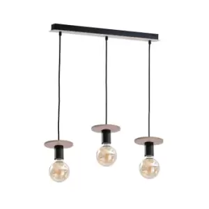 image of Saturn Bar Pendant Ceiling Light Natural, Black, 60cm, 3x E27