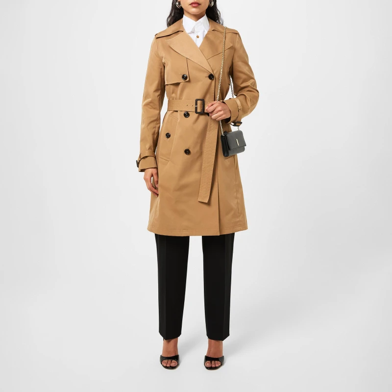 Image of Boss Womens Conry Double Breasted Long Sleeve Trench Coat Medium Beige female 16 (XXL)