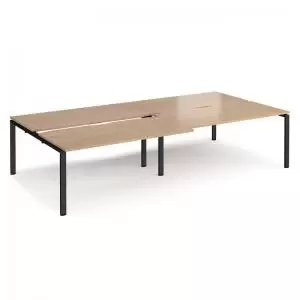 image of Adapt sliding top double back to back desks 3200mm x 1600mm - black