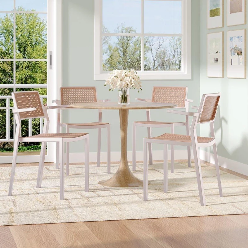 Image of Kabinet UK 4 Set Pseudo-rattan PP Dining Chair White unisex One Size
