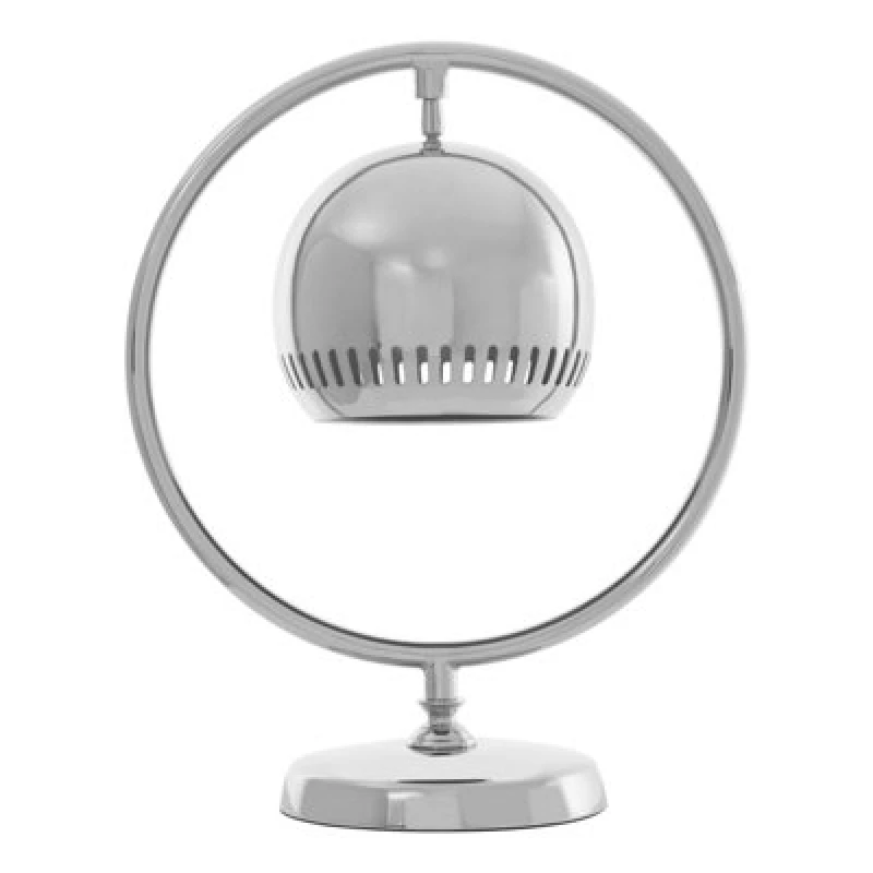 Image of Orsina Table Lamp With Nickel Finish, Ring Frame And Bell Shade Accent Light, Metal Pedestal Base Tabletop Lamp