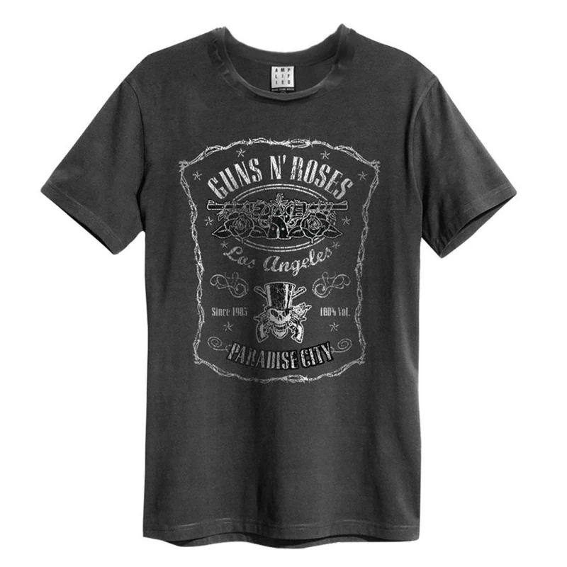 Image of Amplified Amplified Men LA Paradise City Guns N Roses T-Shirt in Charcoal Size: X-Small Charcoal XS Male 5059699757875