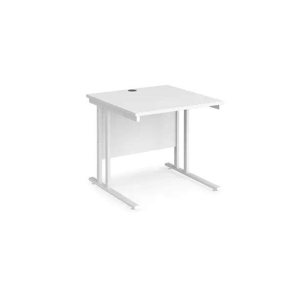 image of Maestro 25 Straight Desk White Frame and White Table Top - 800x800mm