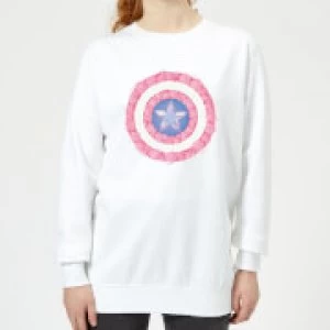 image of Marvel Captain America Flower Shield Womens Sweatshirt - White - L