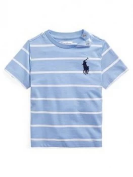 Image of Ralph Lauren Baby Boys Short Sleeve Big Pony Stripe T-Shirt - Blue