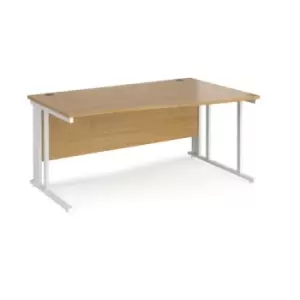 image of Office Desk Right Hand Wave Desk 1600mm Oak Top With White Frame Maestro 25 MCM16WRWHO