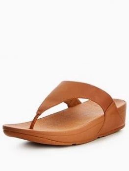 image of FitFlop Lulu Leather Toe Post Sandal Tan Caramel Size 6 Women