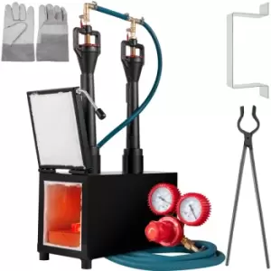 Image of VEVOR Propane Knife Forge, Farrier Furnace with Dual Burners, Portable Square Metal Forge with Single Durable Door, Large Capacity, for