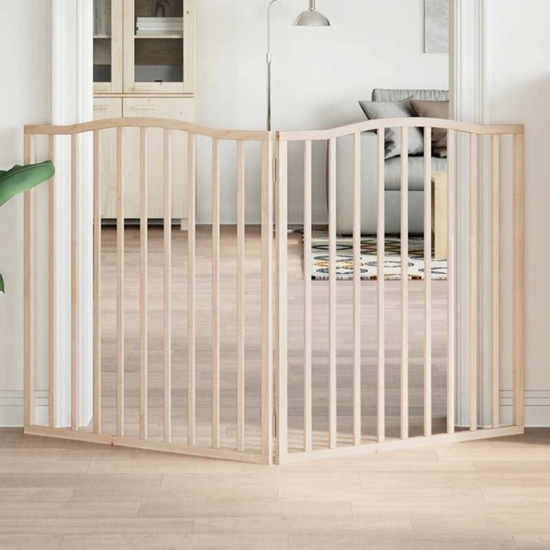 Image of vidaXL Dog Gate Foldable 2 Panels 160cm Poplar Wood, Brown 352210