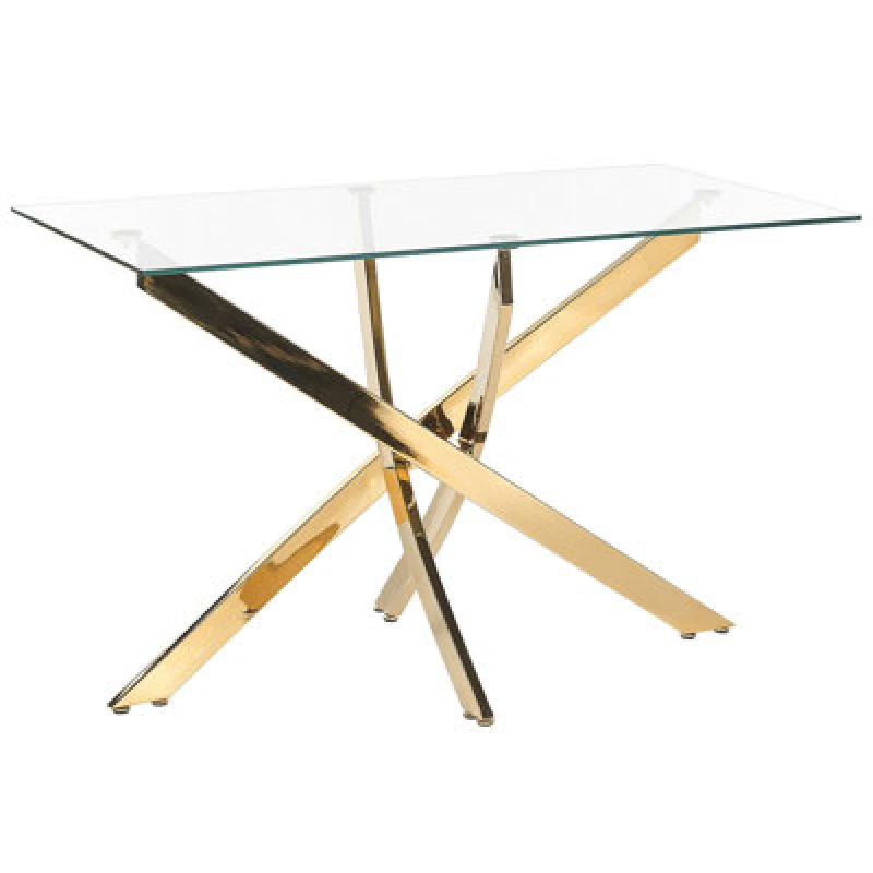 Image of Beliani Dining Table Maramo Gold 120 Cm 70 Cm Tempered Glass