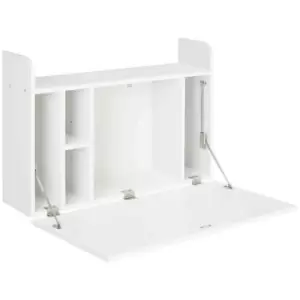 image of HOMCOM Wall Mounted Table With Space Saving Storage Compartments For Home Office