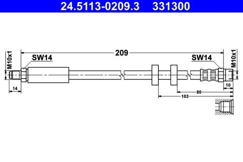 Image of ATE 24.5113-0209.3 Brake Hose Brake Hose (83)