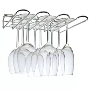 image of Hahn Rack & Rail Company Metal Wall / Under-Cupboard 3 Row Glass Stem Rack - Chrome