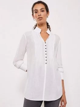 Image of Mint Velvet High Neck Rouleau Shirt - Ivory