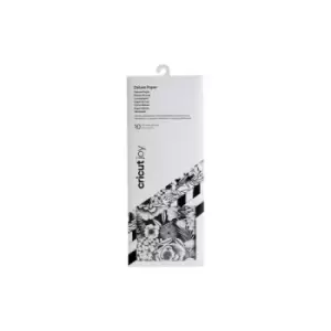 Image of Cricut Joy Adhesive Backed Deluxe Paper 4.5x12" 10-sheets (Black and White Botanicals)