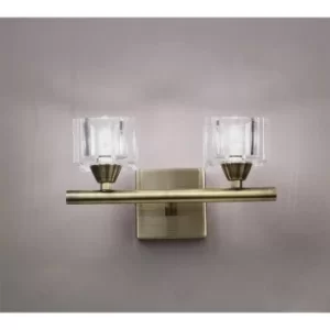Image of Cuadrax wall lamp with switch 2 Bulbs G9, antique brass