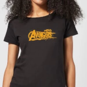 Image of Marvel Avengers Infinity War Orange Logo Womens T-Shirt - Black
