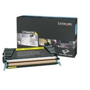 image of Lexmark C734A2YG Yellow Laser Toner Ink Cartridge