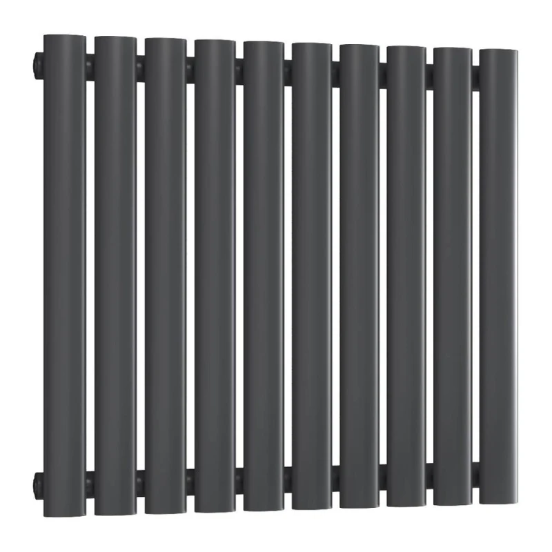 Image of Bathroom Kingdom Neva Anthracite Single Oval Horizontal Radiator 550x590 in Grey Grey Unisex