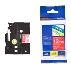 Image of Brother TZe 435 Laminated tape- GLOSS White on Red