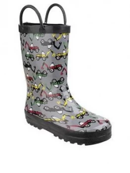 Image of Cotswold Boys Digger Wellington Boots, Grey, Size 7 Younger