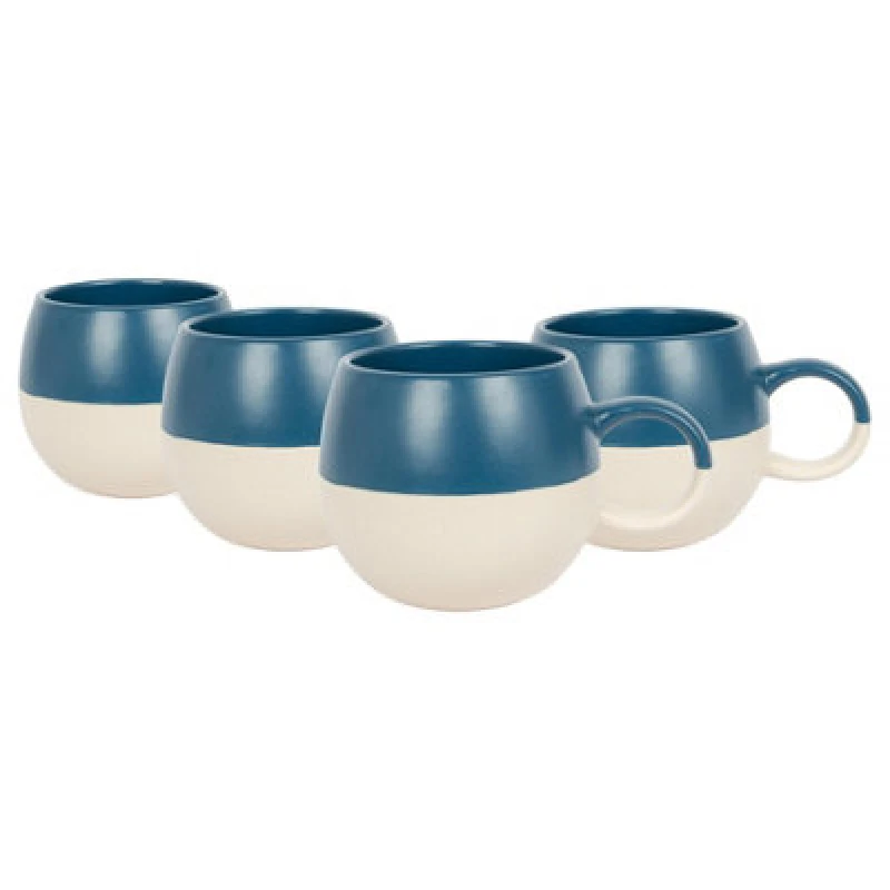 Image of Nicola Spring Dipped Stoneware Sphere Mugs - 340Ml - Navy - Pack Of 4
