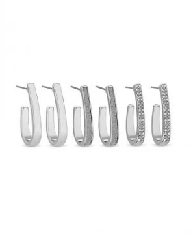 Image of Mood Silver Crystal Hoop Earring Set