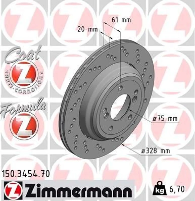 Image of ZIMMERMANN Brake disc ZIMMERMANN 150.3454.70