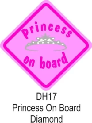 image of Suction Cup Diamond Window Sign Pink Princess On Board CASTLE PROMOTIONS DH17