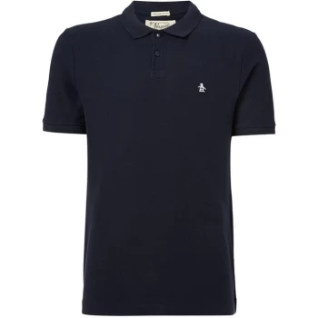 Image of Original Penguin Raised Rib Short Sleeve Polo Shirt - Blue