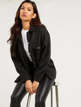Image of Quiz Black Pocket Front Shacket - S
