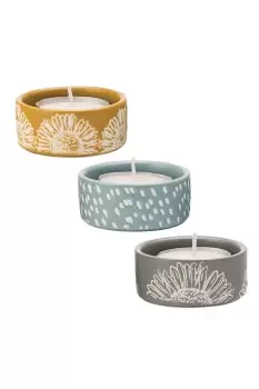 image of Tealight Candle Holder Set of 3 Artisan Flower