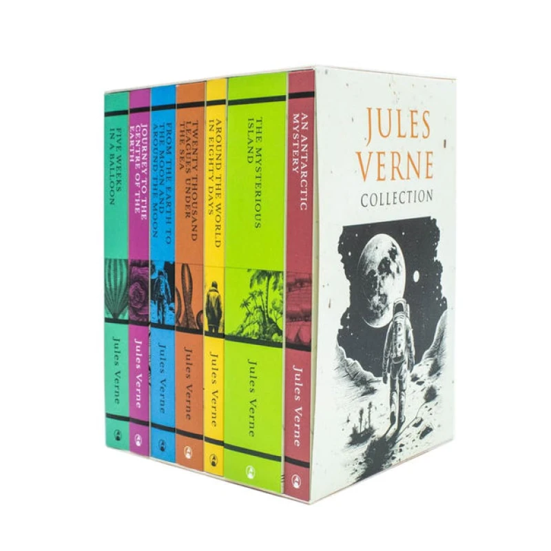 Image of Jules Verne 7 Book Set Journey To The Centre Of The Earth Around The World In Eighty Days The Mysterious Island Jules Verne Books