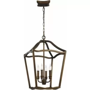 Image of 4 Bulb Ceiling Pendant Light Fitting Painted Aged Brass Finish LED E14 60W Bulb