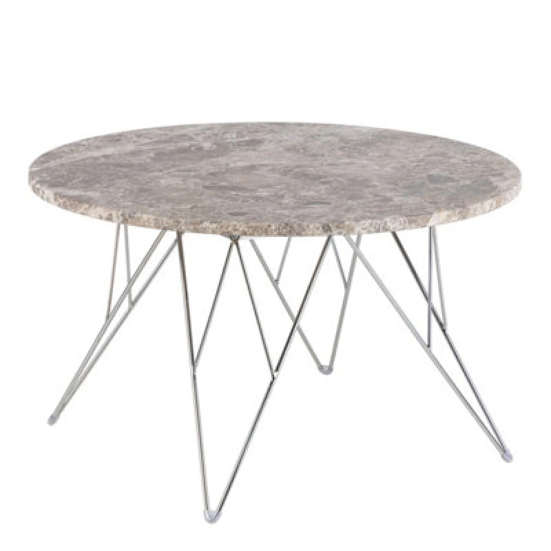 Image of Furniture To Go Prunus Round Coffee Table With Grey-Brown Marble Top