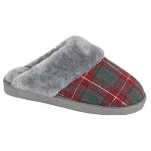 Image of Sleepers Womens/Ladies Leyla Checked Slippers (4 UK) (Red)