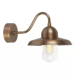 Image of Somerton 1 Light Outdoor Fisherman Dome Wall Light Brass IP44, E27