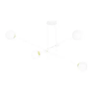 Image of Diarf White/Gold Globe Ceiling Light with White Glass Shades, 4x E14