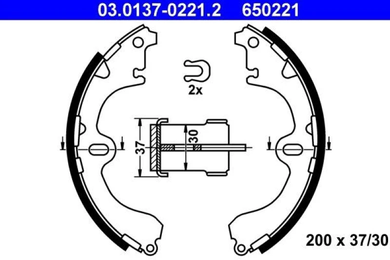 Image of ATE 03.0137-0221.2 Brake Shoes Brake Shoe Set (70)